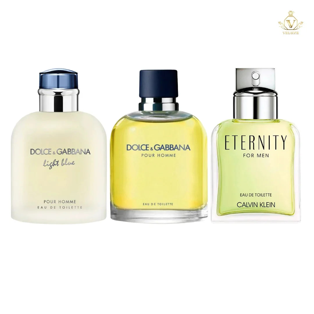 Combo Light Blue pour Homme Men + D0lce&G4bbana Pour Homme Men + Eternity For Men CK