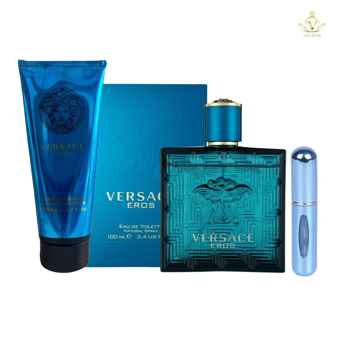 Combo Eros Versace + Crema Corporal Versace Eros + Perfumero